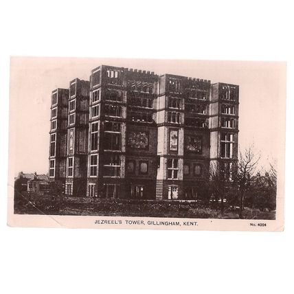 JEZREEL'S TOWER, GILLINGHAM, KENT used antique postcard RP 1913.. stamp removed
