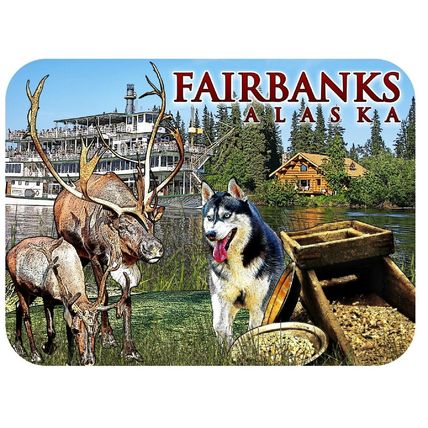 Fairbanks Alaska with Gold Fridge Magnet