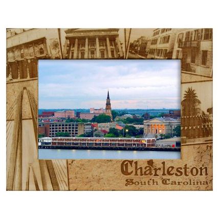 Charleston South Carolina Collage Laser Engraved Wood Picture Frame (5 x 7)