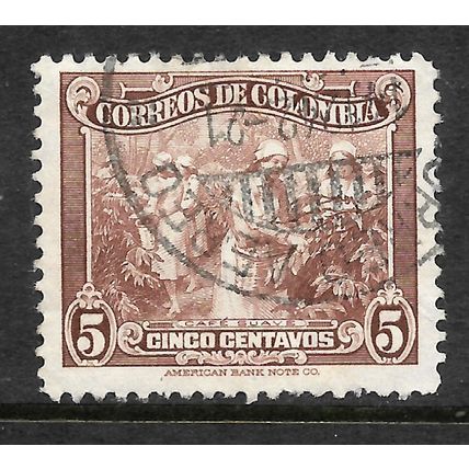 COLOMBIA 1939 5c BROWN COFFEE PLANTATION SG 535 FINE USED#2