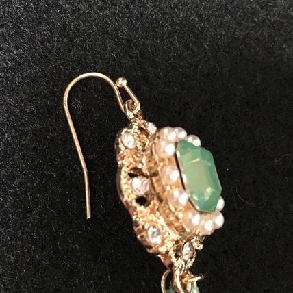 Earrings Pearl Accent Faux Gem Tassel Drop - Mint #365 USA Seller