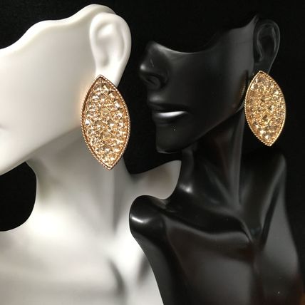 Marquise Cut Pave Stud Earrings Gold #372 USA Seller