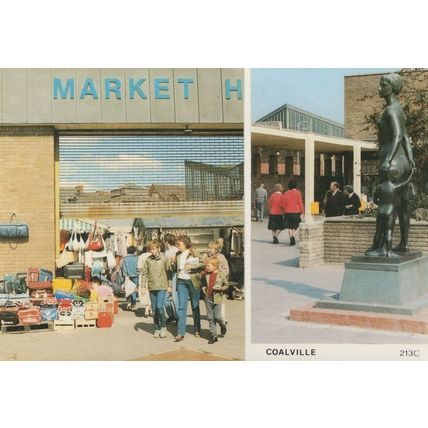 Coalville Broadway Market Leicester Shopping Mall Rare Postcard