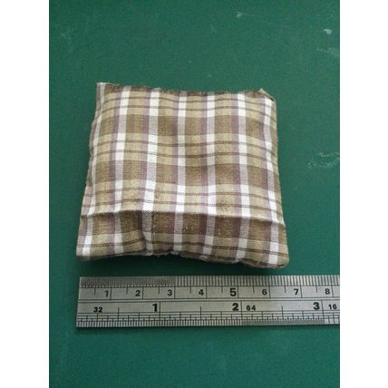 Dog Cushion - Brown Check (4m) 1:12th Dolls House Miniature