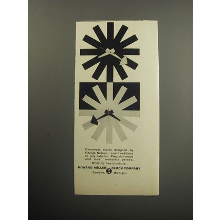 1957 Howard Miller Clocks by George Nelson Advertisement - Chronopak clocks