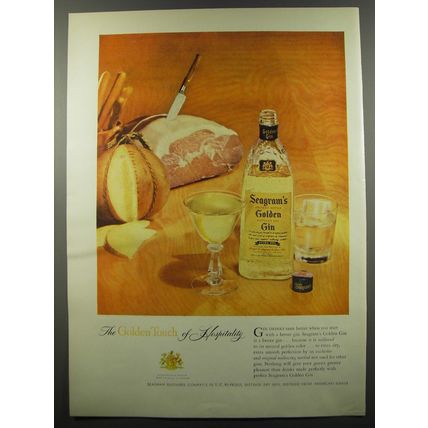 1955 Seagram's Golden Gin Ad - The golden touch of hospitality