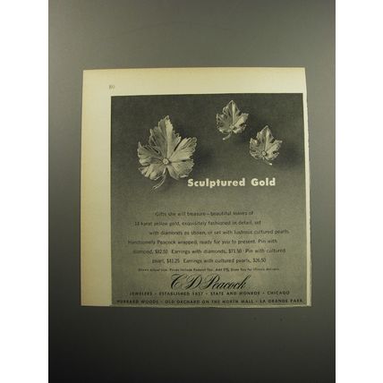 1957 C.D. Peacock Jewelry Advertisement - Sculptured Gold