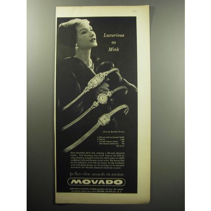 1957 Movado Watches Ad - Luxurious as mink