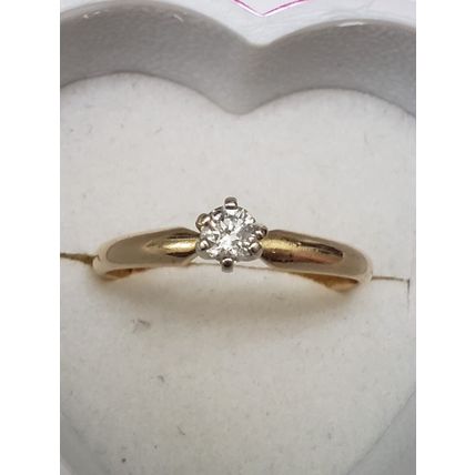 Estate Vintage 14k Yellow Gold Engagement .25ct Diamond ring ,1930's