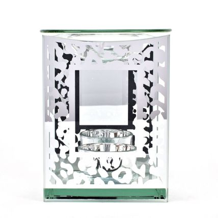 Silver Animal Print Oil Burner/Tealight Holder 12 CM Glass Gift Home Decor Boxed