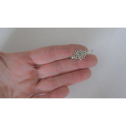 Extra tiny small silver metal flower shape hair pin clip barrette (set of two)