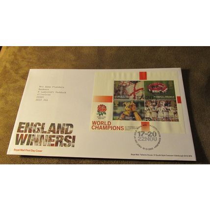 2003 GB FDC Cover - England Rugby Union, World Champions