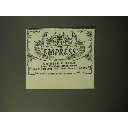 1960 The Empress Restaurant Advertisement - Authentic Chinese Cuisine