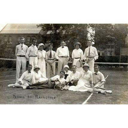 Tennis At Rathcoole Antique Irish Real Photo Postcard