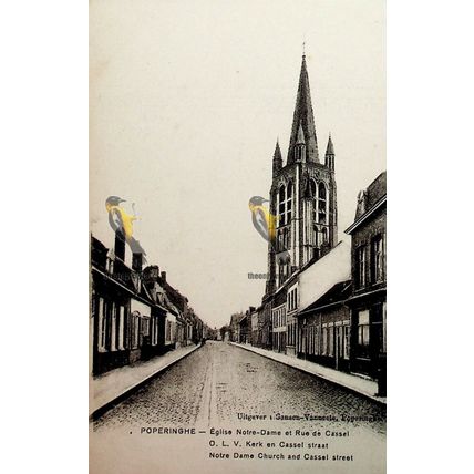 Poperinghe, Eglise Notre Dame Et Rue De Cassel, Belgium, Sansen, Postcard