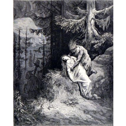 BURIAL OF ATALA 1885 Gustave Doré - Jules Huyot ANTIQUE ENGRAVING