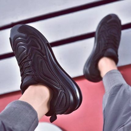 Casual Air Cushion Black Shoes Men Outdoor Breathable Lace-up Sneakers Running
