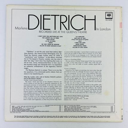 Marlene Dietrich In London Vinyl LP Record Album MONO OL 6430