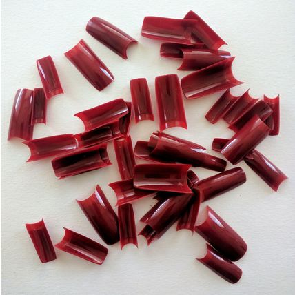 Red French Nail Tips Acrylic False Gel Square Art Fake Dark Wine Set 20 500 100