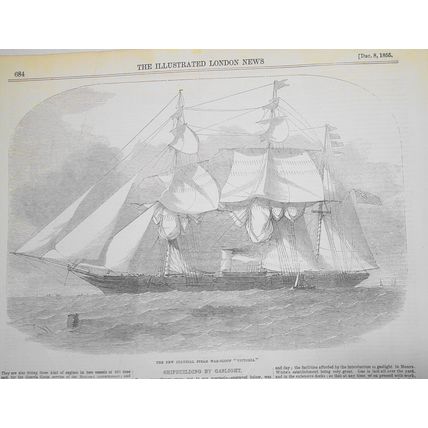 1855 Building "Lapwing" & "Ringdove" Dispatch Gun-Vessels by Gaslight at Cowes