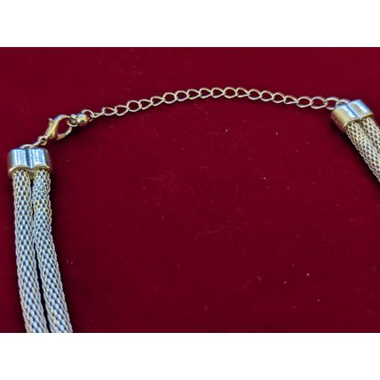18 inch Silver-Tone Mesh Chain Necklace w/ Decorative Rings - Adjustable Length