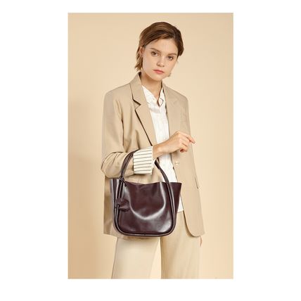 Women Tote Bag Retro Genuine Leather Crossbody Bag Brown