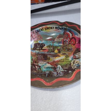 VTG Great Smokey Mountains Souvenir Ashtray MCM Decor Tennessee North Carolina