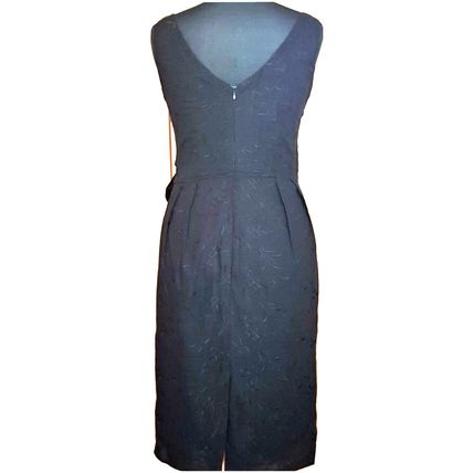 GRAZIA Black Bow Embroidered Linen Mix Dress Size 10 UK