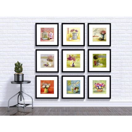 Yaetm 12X12 Picture Frames Black Set of 9, Square Photo Frame Displays 8X8 with