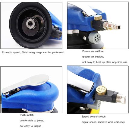 Professional Air Random Orbital Sander, Heavy Duty Dual Action Pneumatic Palm Sa
