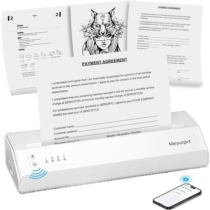 Portable Printer Wireless for Travel, Bluetooth Thermal Printer for Home Use, Su