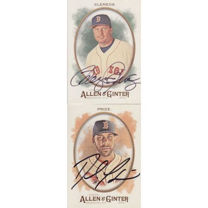 ROGER CLEMENS & DAVID PRICE AUTO 2017 BOSTON RED SOX ALL-STAR WORLD CHAMPIONS