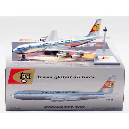 B707-300 TRANS GLOBAL N324F WITH STAND WB MODELS B707AIRPORT55P 1/200 PRE ORDER