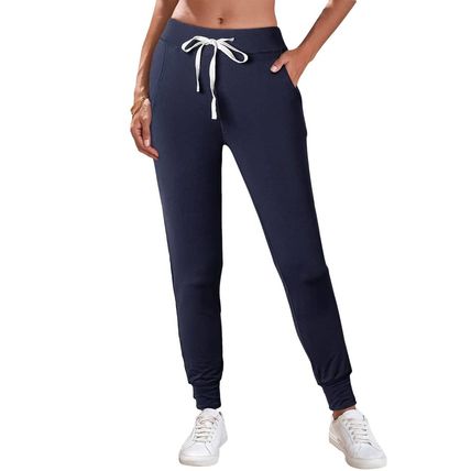 Navy Blue Drawstring Waist Pocketed Joggers