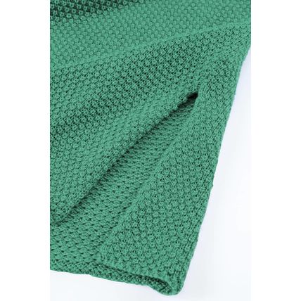 Green-2 Henley Pullover Drop Shoulder Sweater with Slits