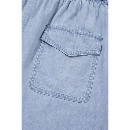 Beau Blue Pocketed Drawstring High Waist Plus Size Denim Shorts