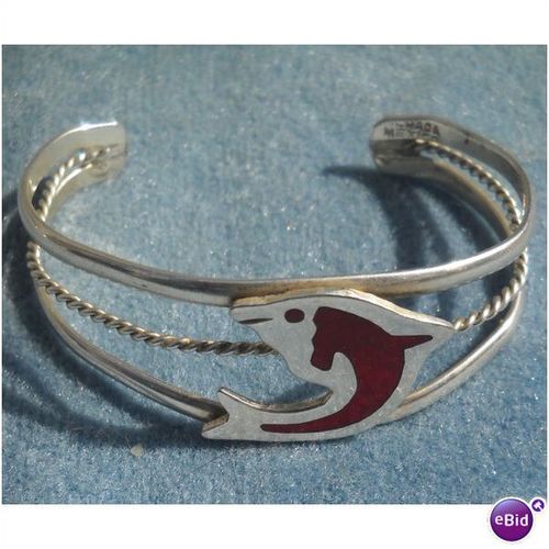 Dolphin or Porpoise Mexico Silver Bracelet Alpaca