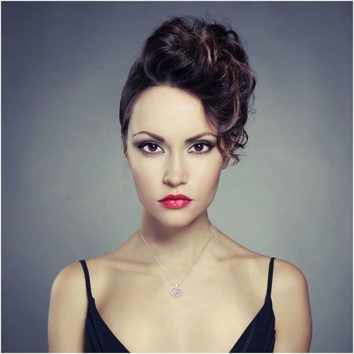 Diamond Love Heart Necklace with 18 Inches Chain