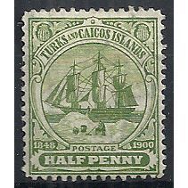 Turks & Caicos Islands 1900 SG101 1/2d Dull Green Wmk Crown CA Mounted Mint .. .