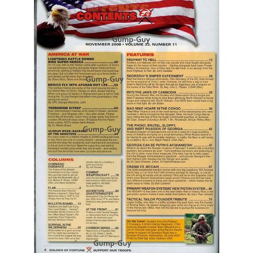 Soldier of Fortune magazine November 2008 Taliban Battle Medic Nazi Sniper congo