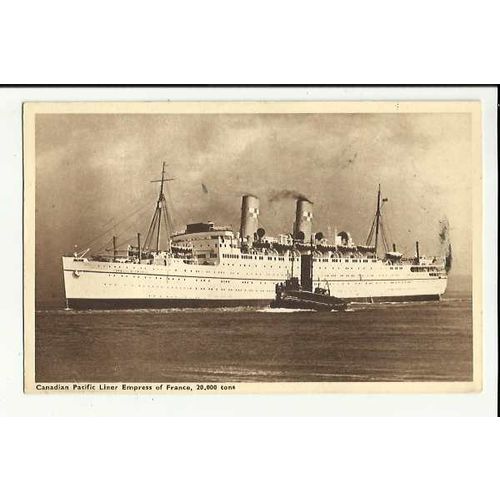 Canadian Pacific SS EMPRESS OF FRANCE Company Sepia Postcard (1928 Ship)