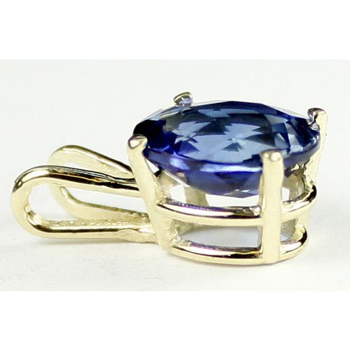 Created Blue Sapphire, 14KY Gold Pendant, P002