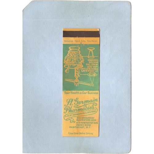 Rhode Island Pawtucket Matchcover St Germain Pharmices 400 Broadway 612 Pa~913