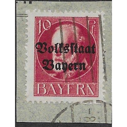 GER (BAVARIA) 1919 10pf 'KING LUDWIG (VOLKSTAAT) (PERFED FINE USED(EBID64-453)