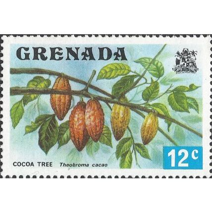 GRENADA, Cocoa tree, Theobroma cacao, blue 1975, 12c