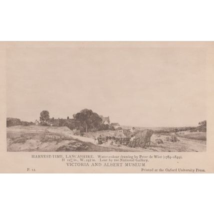Harvest Time Lancashire Painting London Museum Peter De Wint Antique Postcard