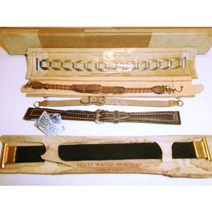 Lot of 5 Vintage Watch Bands in Shipping Box Dated 1955 Lot 100