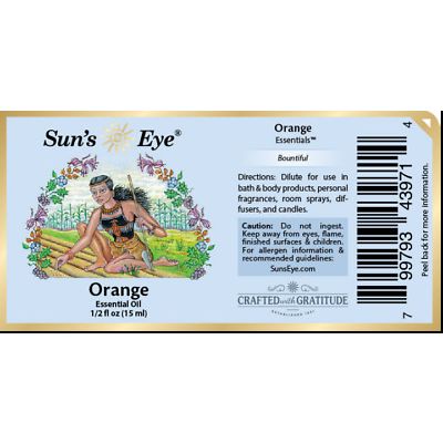 Orange, Sun's Eye Essential Oil, 1/2 Ounce Bottle