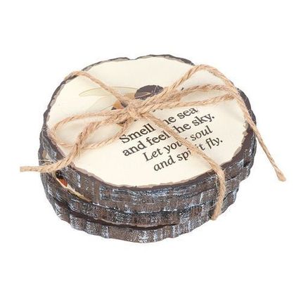 Coaster Set, Summer Solstice Design Wood Slice