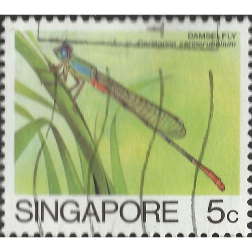 SINGAPORE, INSECT, Bi-coloured Damsel, green 1985, 5c, #2